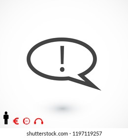 exclamation mark icon, stock vector illustration flat design style