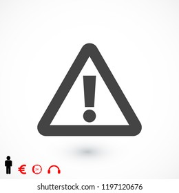 exclamation mark icon, stock vector illustration flat design style