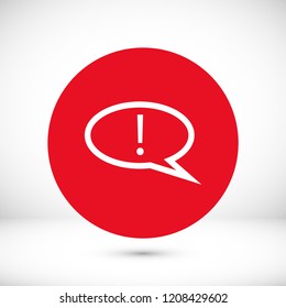exclamation mark icon, stock vector illustration flat design style