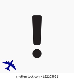 exclamation mark icon, stock vector illustration flat design style