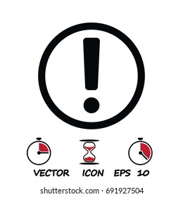 exclamation mark icon, stock vector illustration flat design style