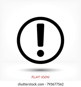 exclamation mark icon, stock vector illustration flat design style