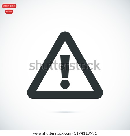 exclamation mark icon, stock vector illustration flat design style