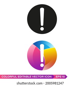 Ausrufezeichen Symbol Vektorgrafik. Mit bunten, einfachen flachen Symbolen. Perfekte Schwarze Piktogrammgrafik auf weißem Hintergrund. Vektorgrafik von Risikozeichen
