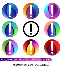 Exclamation mark Icon Vector. With colorful simple flat symbols. Perfect Black pictogram illustration on white background. Risk sign vector illustration