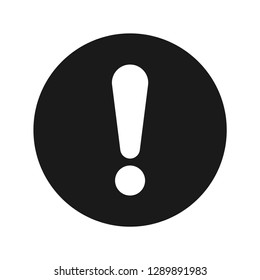Exclamation mark icon vector illustration design isolated on flat black round button