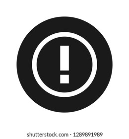 Exclamation mark icon vector illustration design isolated on flat black round button