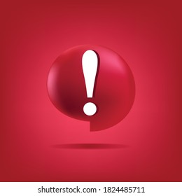 Exclamation mark icon vector illustration on red background