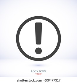 exclamation mark icon, vector illustration. Flat design eps 10