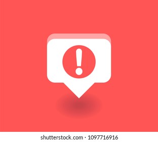 Exclamation mark icon, vector symbol in flat style isolated on red background. Social media illustration.