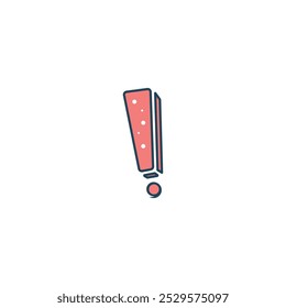 Exclamation mark icon vector. Yellow filled black line symbol