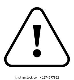 Exclamation mark icon warning sign attention button in black triangle shape created in thin line style. The design graphic element is saved as a vector illustration in the EPS file format.