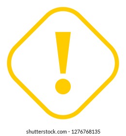 Exclamation mark icon warning sign attention button in yellow rhomb shape created in thin line style. The design graphic element is saved as a vector illustration in the EPS file format.