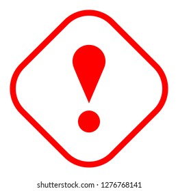 Exclamation mark icon warning sign attention button in red rhomb shape created in thin line style. The design graphic element is saved as a vector illustration in the EPS file format.