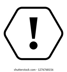 Exclamation mark icon warning sign attention button in black hexagon shape created in thin line style. The design graphic element is saved as a vector illustration in the EPS file format.