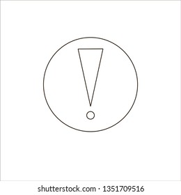 Exclamation mark icon warning sign attention button in black triangle shape created in thin line style. The design graphic element is saved as a vector illustration in the EPS file format