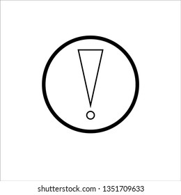 Exclamation mark icon warning sign attention button in black triangle shape created in thin line style. The design graphic element is saved as a vector illustration in the EPS file format