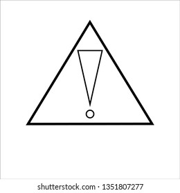 Exclamation mark icon warning sign attention button in black triangle shape created in thin line style. The design graphic element is saved as a vector illustration in the EPS file format