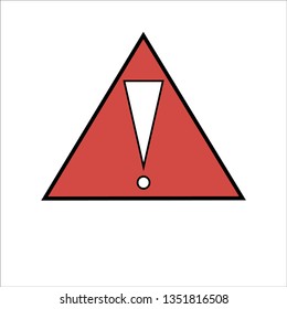 Exclamation mark icon warning sign attention button in black triangle shape created in thin line style. The design graphic element is saved as a vector illustration in the EPS file format