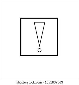 Exclamation mark icon warning sign attention button in black square shape created in thin line style. The design graphic element is saved as a vector illustration in the EPS file format