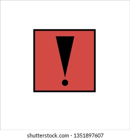 Exclamation mark icon warning sign attention button in black square shape created in thin line style. The design graphic element is saved as a vector illustration in the EPS file format