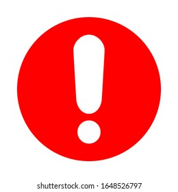exclamation mark icon. white caution sign on red circle isolated on white background. vector illustration
