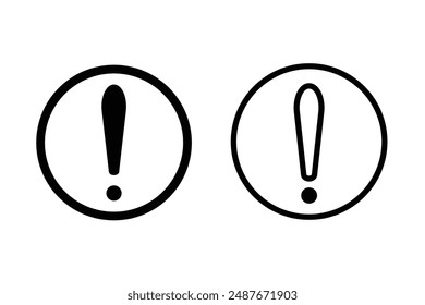 Exclamation mark icons, black exclamation mark in circle and additional red icon, vector illustration.