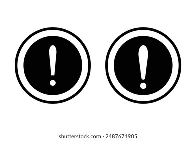 Exclamation mark icons, black exclamation mark in circle and additional red icon, vector illustration.