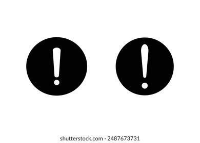 Exclamation mark icons, black exclamation mark in circle , vector illustration.