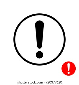 Exclamation mark icons, black exclamation mark in circle and additional red icon, vector illustration.