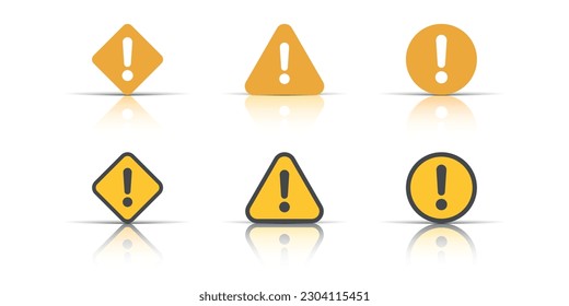Exclamation mark icons set in flat style. Danger alarm vector illustration on white isolated background. Caution risk business concept.