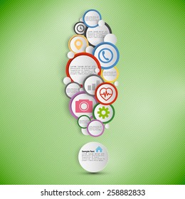 Exclamation mark. Infographic with colored circles for business, template vector. 