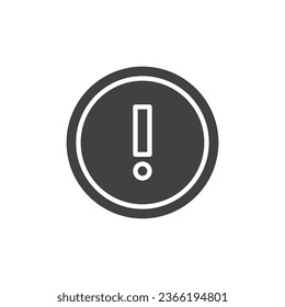 Exclamation mark inside a circle vector icon. Alert, risk filled flat sign for mobile concept and web design. Caution, warning glyph icon. Symbol, logo illustration. Vector graphics