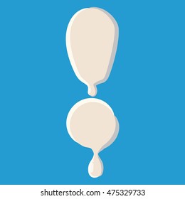 Exclamation mark isolated on baby blue background. Milky exclamation mark vector illustration