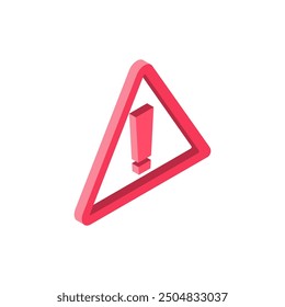Icono isométrico de signo de exclamación. Punto de exclamación rojo. Ilustración vectorial 3D diseño. Aislado sobre fondo blanco.
