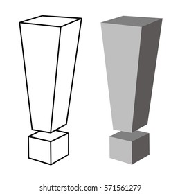 the exclamation mark in the isometric. Vector Illustration