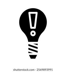 Exclamation mark in light bulb icon. Concept of idea, solution, and innovation.