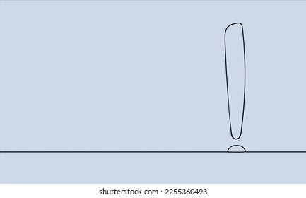 Dibujo de líneas de la marca de exclamación sobre fondo azul. contorno del signo de exclamación. Ilustración del vector