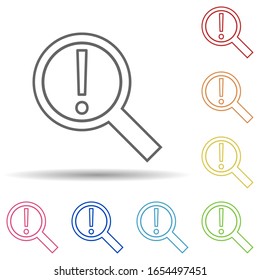 Exclamation mark line in multi color style icon. Simple thin line, outline vector of virus antivirus icons for ui and ux, website or mobile application