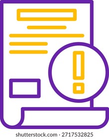Ponto de exclamação Linha Vetor de duas cores Linha Ícone Vetor de duas cores Design