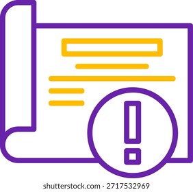 Ponto de exclamação Linha Vetor de duas cores Linha Ícone Vetor de duas cores Design