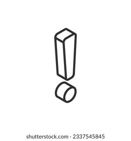 Exclamation mark, linear icon. Line with editable stroke. Isometric