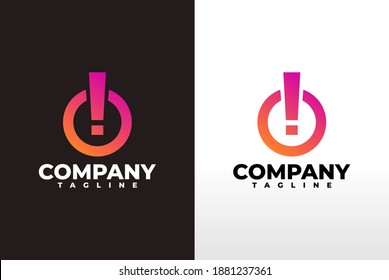 exclamation mark logo inside circle with gradation color. logo template