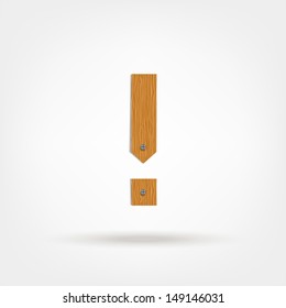 Exclamation mark made from wooden boards for your design