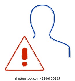 exclamation mark man brush isolated on white background, vector illustration.