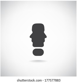 exclamation mark man head symbol, vector illustration