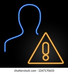 exclamation mark man neon sign, modern glowing banner design, colorful modern design trends on black background. Vector illustration.