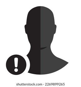 exclamation mark, men silhouette icon, vector illustration 