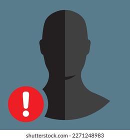 exclamation mark, men silhouette icon, vector illustration 
