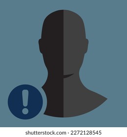 exclamation mark, men silhouette icon, vector illustration 